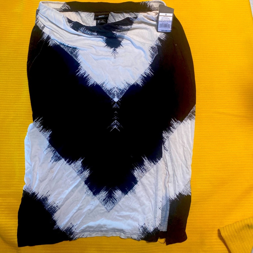 Black white tie dye skirt with slit